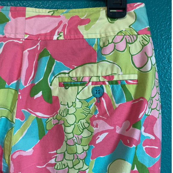 Lilly Pulitzer Parrots in Paradise Pink & Green Wide Leg Pants Women's 4 - Picture 6 of 9